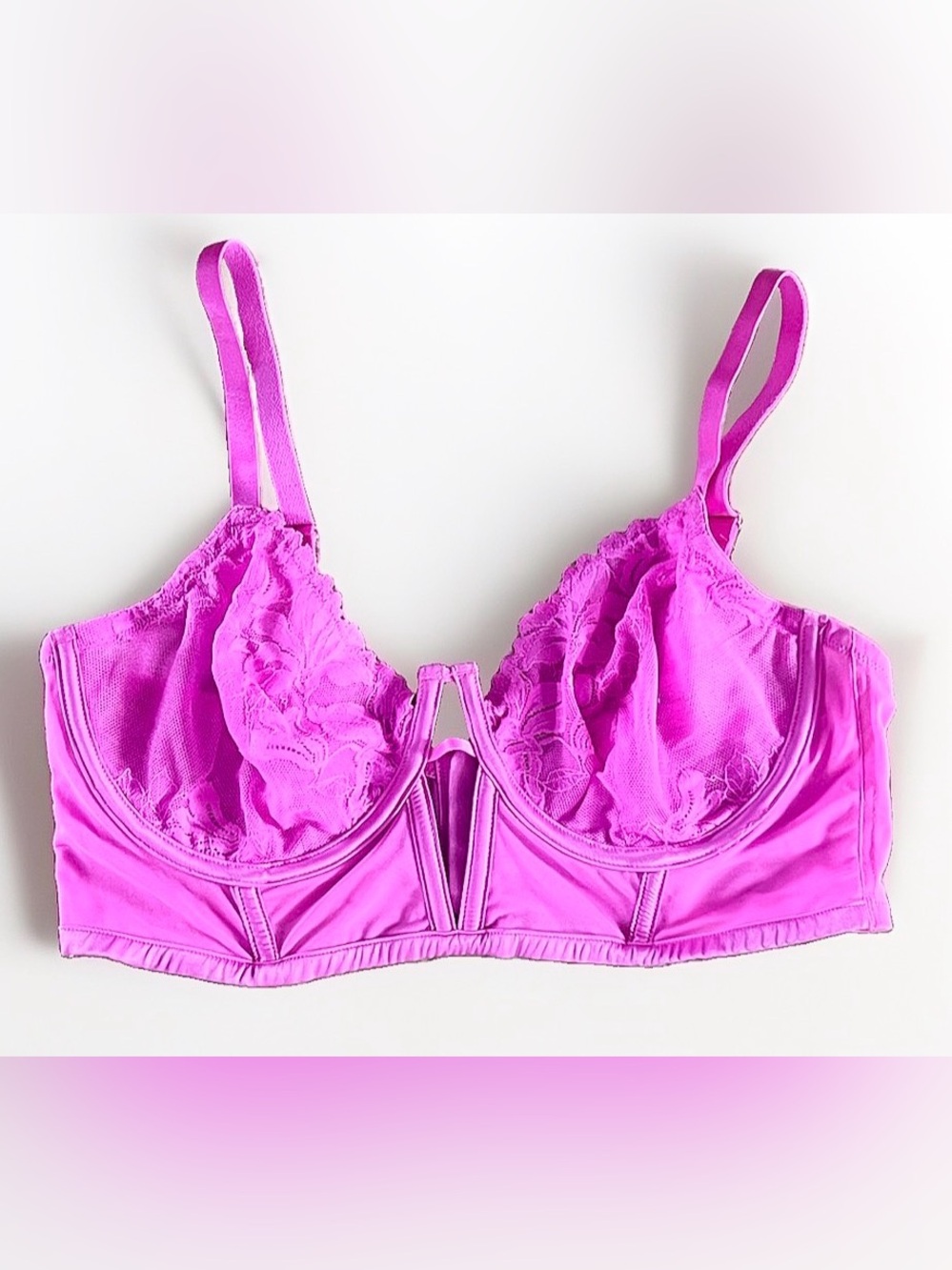 Auden Women’s Large Pink Lace Unlined Underwire Longline Bra NWOT